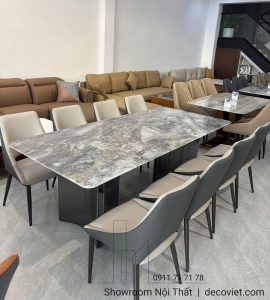 Bộ Bàn Ăn 8 Ghế Mặt Đá 2m2 2714S