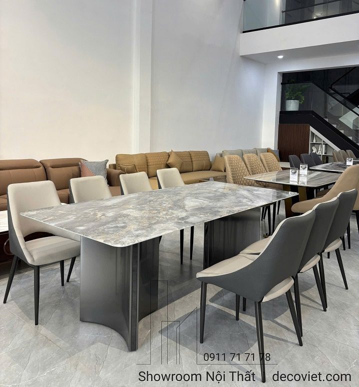 Bộ Bàn Ăn 8 Ghế Mặt Đá 2m2 2714S