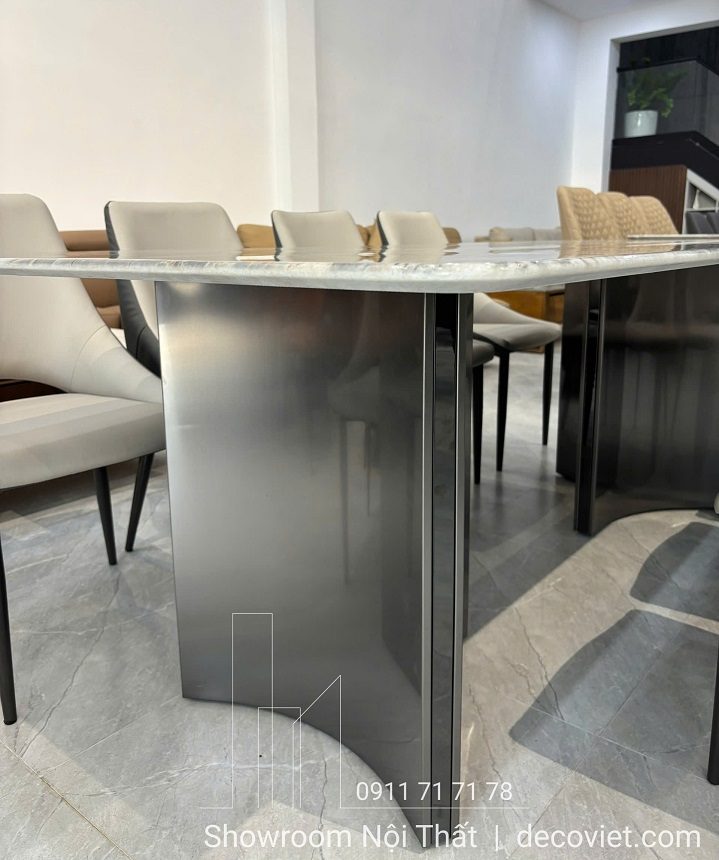 Bộ Bàn Ăn 8 Ghế Mặt Đá 2m2 2714S