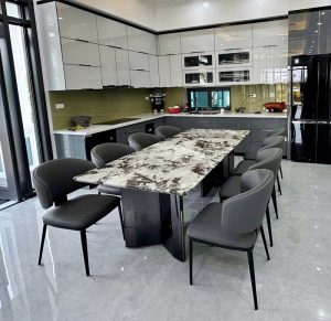 Bộ Bàn Ăn 8 Ghế Mặt Đá Nhập Khẩu 2849S