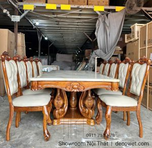 Bộ Bàn Ăn Gỗ Mun 10 Ghế Sang Trọng 2678S