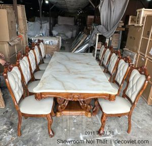 Bộ Bàn Ăn Gỗ Mun 10 Ghế Sang Trọng 2678S