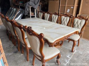 Bộ Bàn Ăn Gỗ Mun 10 Ghế Sang Trọng 2678S