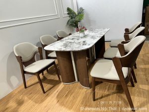 Bộ Bàn Ăn Gỗ Sồi 6 Ghế Nhập Khẩu 2923S