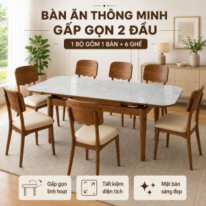 Bộ Bàn Ăn Kéo Dài 6 Ghế 2972S
