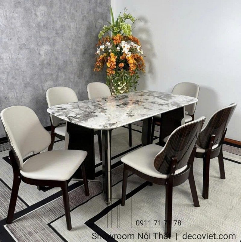 Bộ Bàn Ăn Mặt Đá 6 Người 2587S