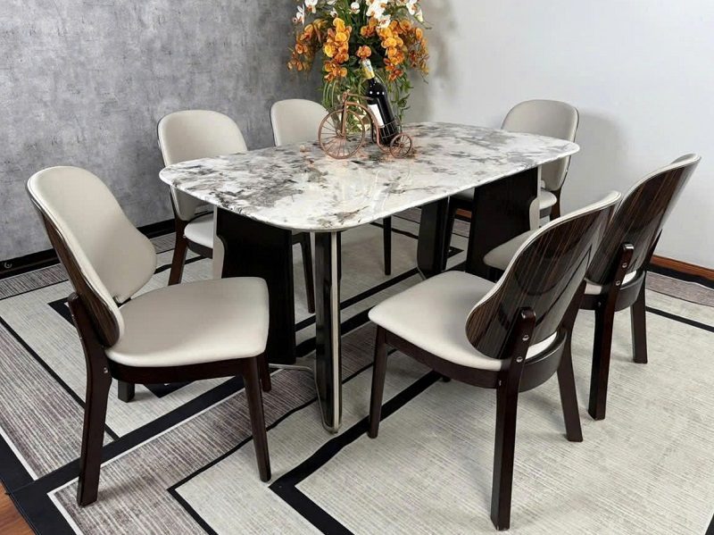 Bộ Bàn Ăn Mặt Đá 6 Người 2587S