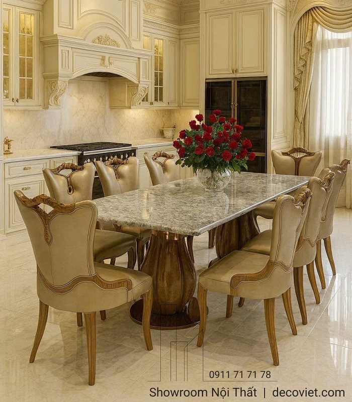 Bộ Bàn Ăn Tân Cổ Điển 2m4 8 Ghế 2811S