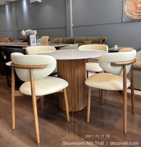 Bộ Bàn Ăn Tròn Gỗ 4 Ghế 2933S