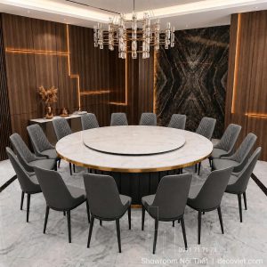 Bộ Bàn Ăn Tròn Mặt Đá 16 Ghế 2773S
