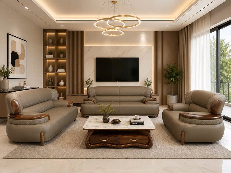 Bộ Ghế Sofa Gỗ Mun Cao Cấp 1154T
