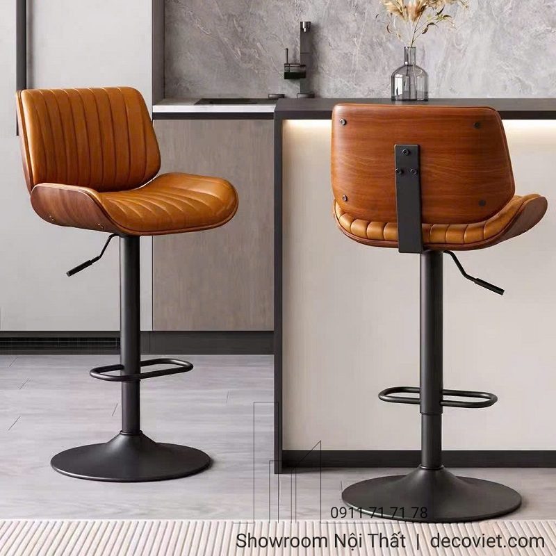 Ghế Bar Bọc Da Lưng Gỗ 280T