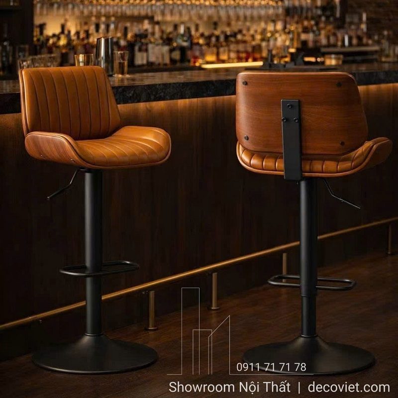 Ghế Bar Bọc Da Lưng Gỗ 280T