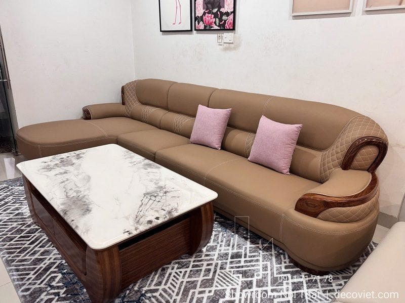 Ghế Sofa Gỗ Mun Bọc Da Bò Thật 1130T