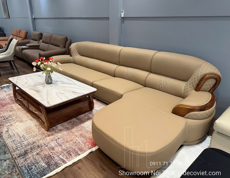 Ghế Sofa Gỗ Mun Bọc Da Bò Thật 1130T