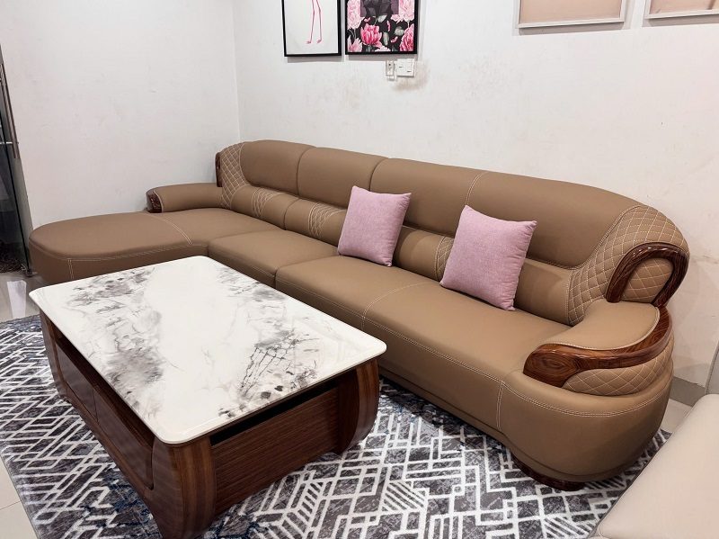 Ghế Sofa Gỗ Mun Bọc Da Bò Thật 1130T