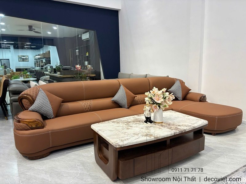 Ghế Sofa Gỗ Mun Da Bò Cao Cấp 1091T