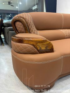 Ghế Sofa Gỗ Mun Da Bò Cao Cấp 1091T