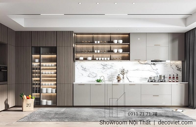 Mẫu Tủ Bếp Gỗ Chữ I 1166T