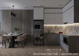 Mẫu Tủ Bếp Gỗ Công Nghiệp 1147T