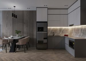 Mẫu Tủ Bếp Gỗ Công Nghiệp 1147T