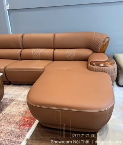Sofa Da Bò Gỗ Mun Nhập Khẩu 1135T