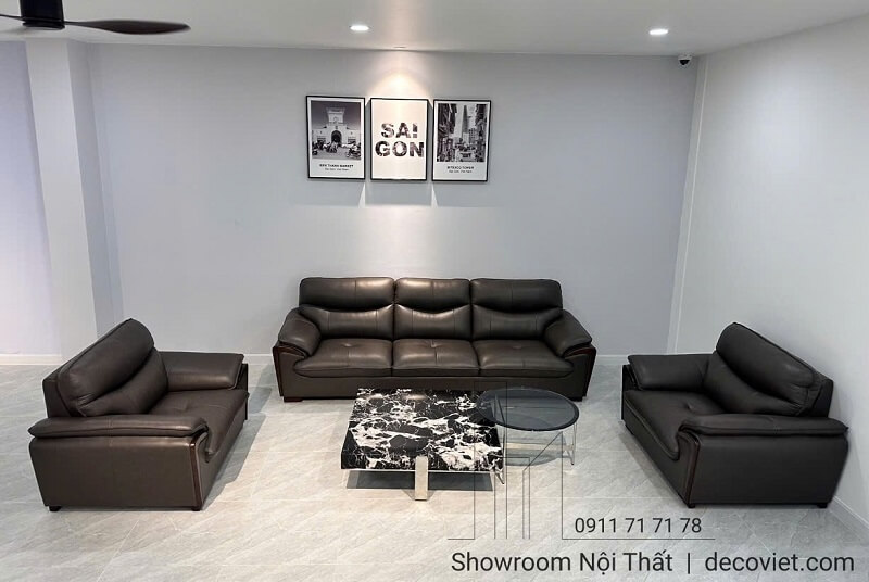 Bộ bàn ghế sofa phòng khách giá rẻ da bò Ý