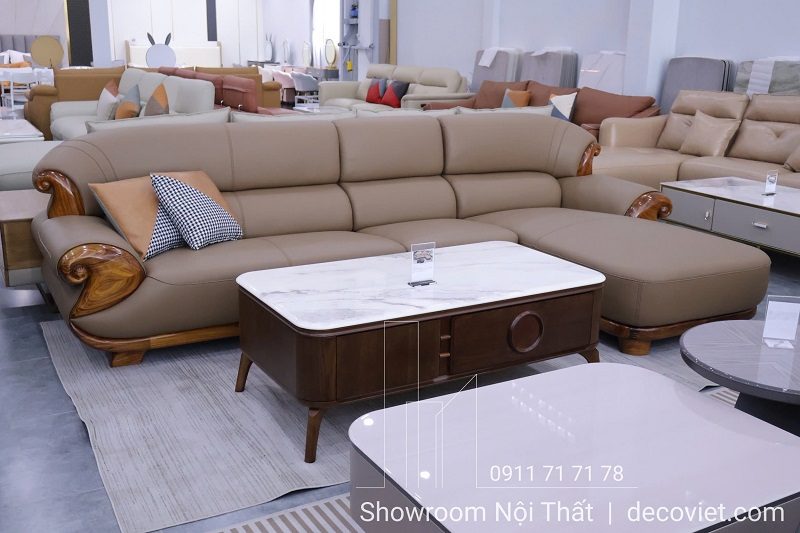 Sofa Gỗ Mun Da Bò Thật Nhập Khẩu 1053T