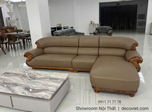 Sofa Gỗ Mun Da Bò Thật Nhập Khẩu 1053T