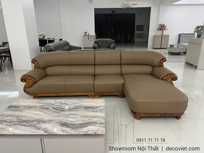 Sofa Gỗ Mun Da Bò Thật Nhập Khẩu 1053T