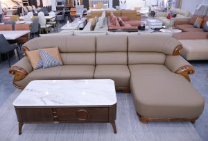 Sofa Gỗ Mun Da Bò Thật Nhập Khẩu 1053T