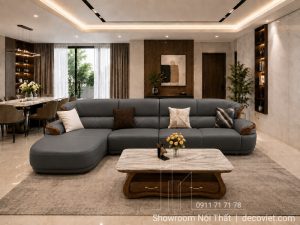 Sofa Gỗ Mun Da Bò Tiếp Xúc 1096T