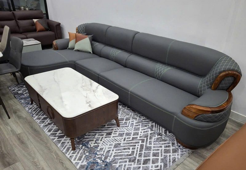 Sofa Gỗ Mun Da Bò Tiếp Xúc 1096T