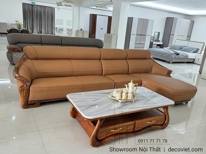 Sofa Gỗ Mun Góc L Cao Cấp 1049T