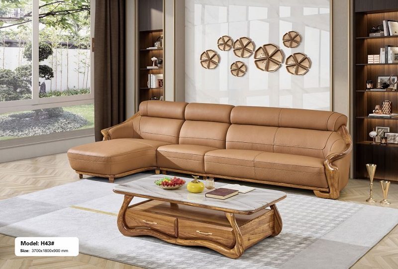 Sofa Gỗ Mun Góc L Cao Cấp 1049T