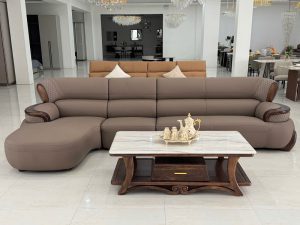 Sofa Gỗ Mun Góc L Nhập Khẩu 1107T