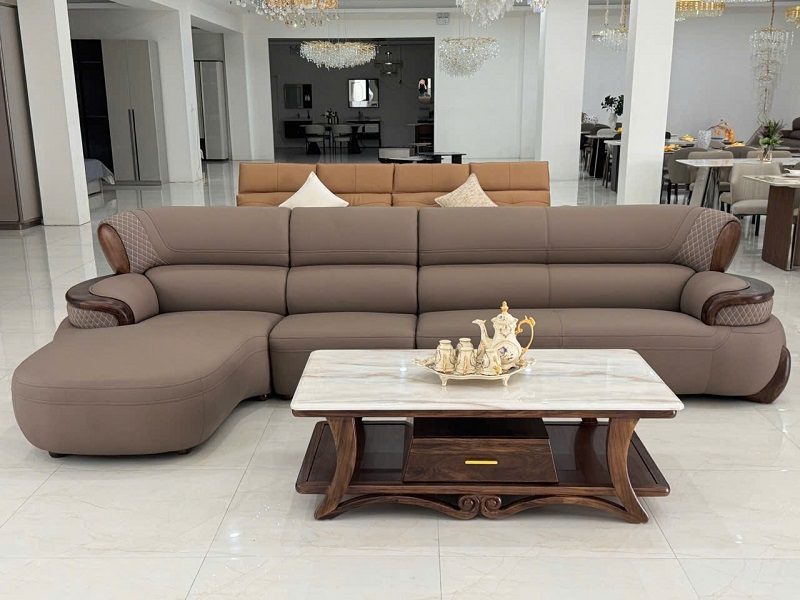 Sofa Gỗ Mun Góc L Nhập Khẩu 1107T