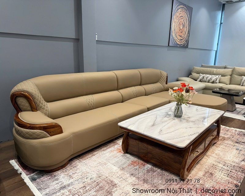 Sofa Gỗ Mun Nhập Khẩu Da Bò 1090T