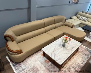 Sofa Gỗ Mun Nhập Khẩu Da Bò 1090T