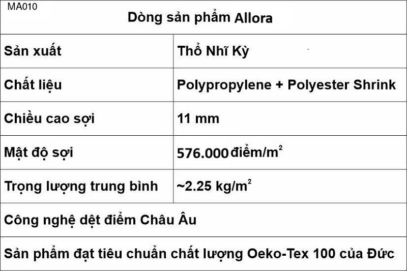 Thảm Sợi Ngắn Lót Sàn MA010