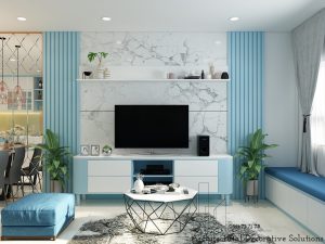 Thiết Kế Nội Thất Căn Hộ Màu Xanh Đẹp Không Thể Rời Mắt