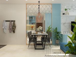 Thiết Kế Nội Thất Căn Hộ Màu Xanh Đẹp Không Thể Rời Mắt
