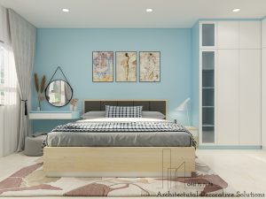 Thiết Kế Nội Thất Căn Hộ Màu Xanh Đẹp Không Thể Rời Mắt