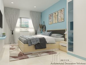 Thiết Kế Nội Thất Căn Hộ Màu Xanh Đẹp Không Thể Rời Mắt