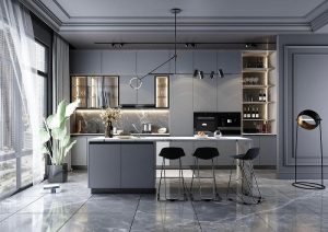 Thiết Kế Tủ Bếp Chữ I Hiện Đại 1186T