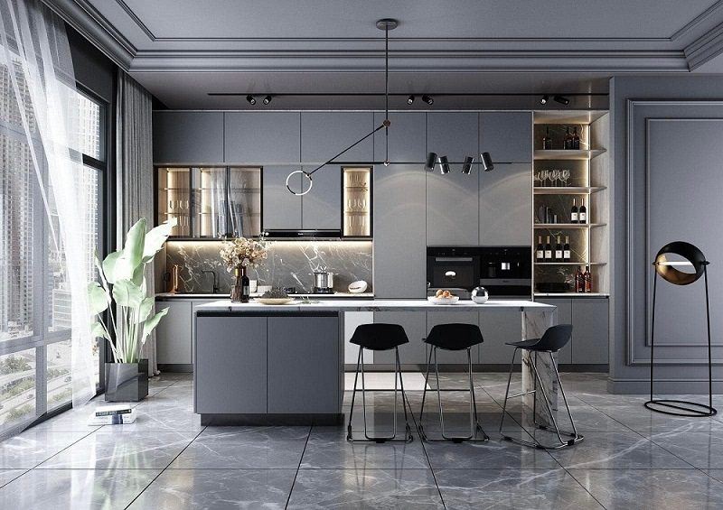 Thiết Kế Tủ Bếp Chữ I Hiện Đại 1186T