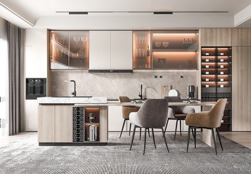 Tủ Bếp Gỗ Giá Rẻ 1142T
