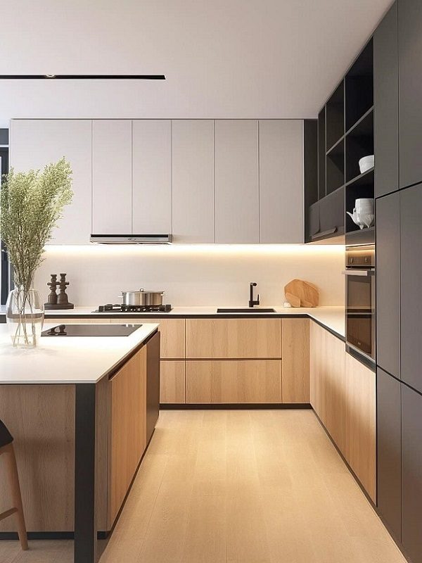 Tủ Bếp Gỗ Kết Hợp Đảo Bếp 1153T