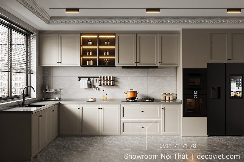Tủ Bếp Gỗ Tân Cổ Điển 1162T